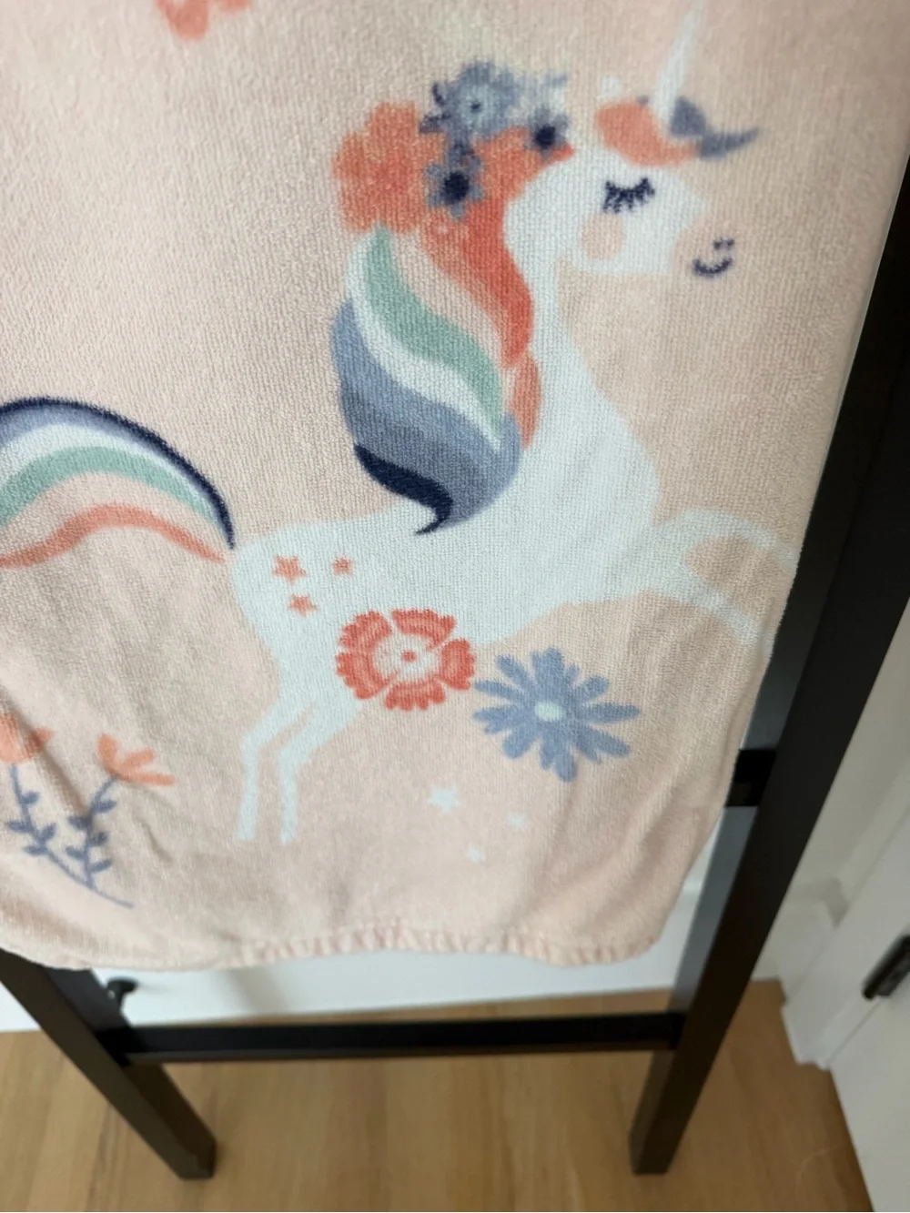 Kids Unicorn Swim Towel - Peach Floral Design